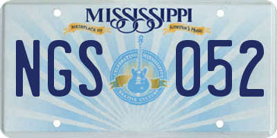 MS license plate NGS052