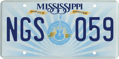 MS license plate NGS059