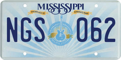 MS license plate NGS062