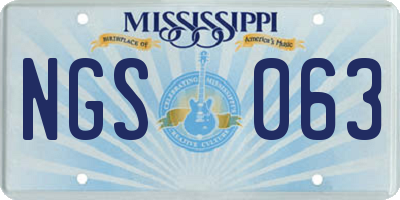 MS license plate NGS063