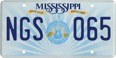 MS license plate NGS065
