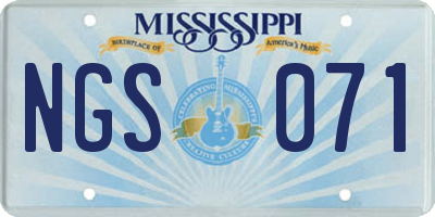 MS license plate NGS071