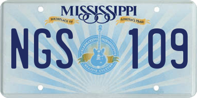 MS license plate NGS109