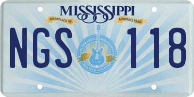 MS license plate NGS118