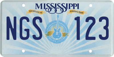 MS license plate NGS123