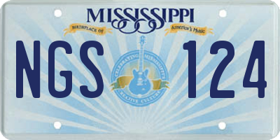 MS license plate NGS124