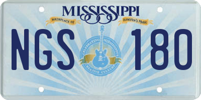 MS license plate NGS180