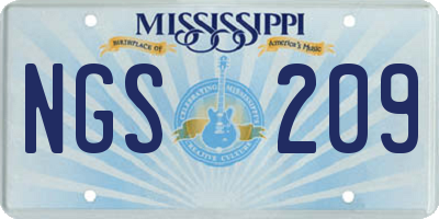 MS license plate NGS209