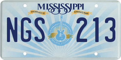 MS license plate NGS213