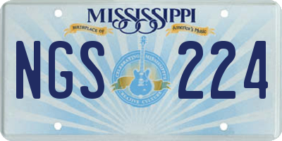 MS license plate NGS224