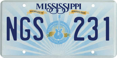 MS license plate NGS231