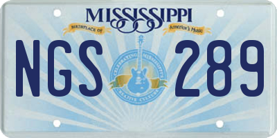 MS license plate NGS289