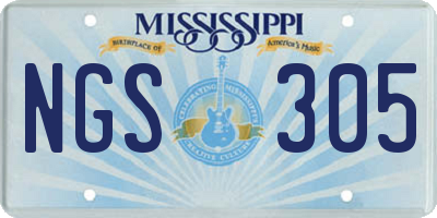 MS license plate NGS305