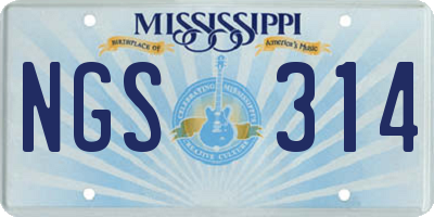 MS license plate NGS314