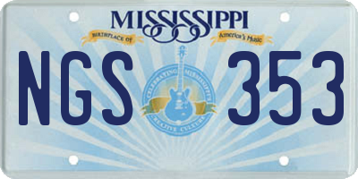 MS license plate NGS353
