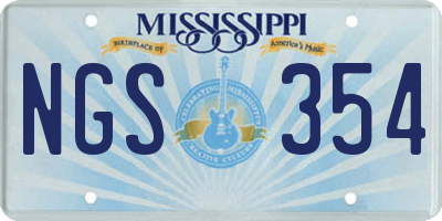 MS license plate NGS354