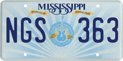 MS license plate NGS363