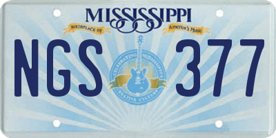 MS license plate NGS377
