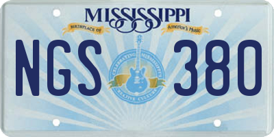 MS license plate NGS380