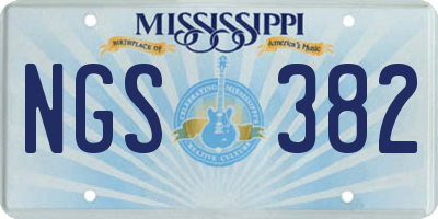 MS license plate NGS382
