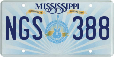 MS license plate NGS388