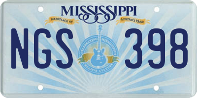 MS license plate NGS398