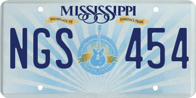 MS license plate NGS454