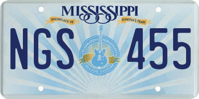 MS license plate NGS455