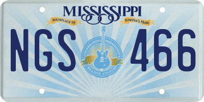 MS license plate NGS466