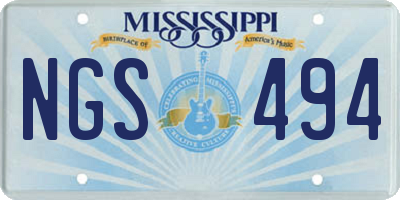 MS license plate NGS494