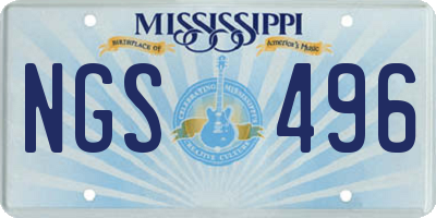 MS license plate NGS496