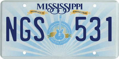 MS license plate NGS531