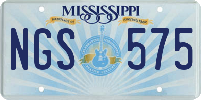 MS license plate NGS575