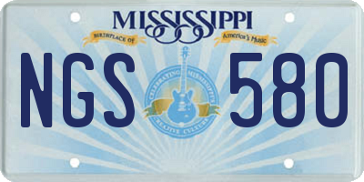 MS license plate NGS580