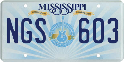 MS license plate NGS603