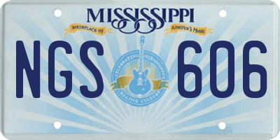 MS license plate NGS606
