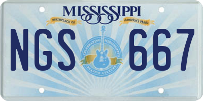 MS license plate NGS667