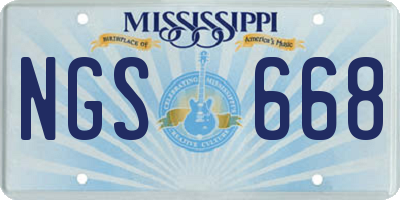 MS license plate NGS668