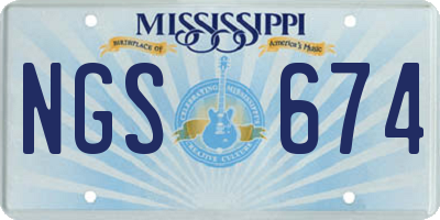 MS license plate NGS674