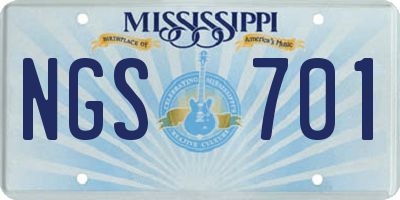 MS license plate NGS701