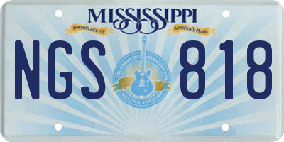 MS license plate NGS818