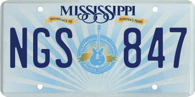 MS license plate NGS847