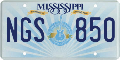 MS license plate NGS850
