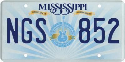 MS license plate NGS852