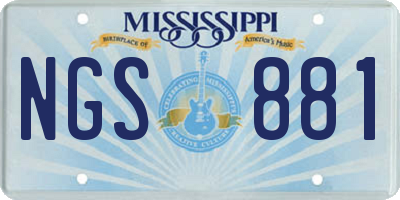 MS license plate NGS881