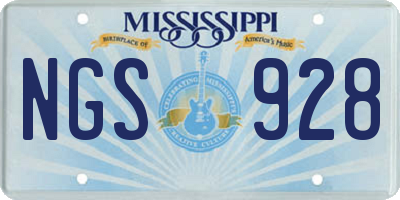 MS license plate NGS928
