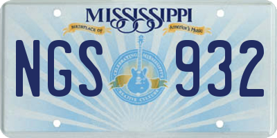 MS license plate NGS932