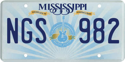 MS license plate NGS982