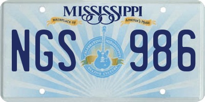 MS license plate NGS986