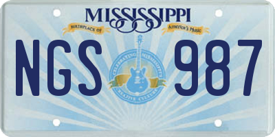 MS license plate NGS987